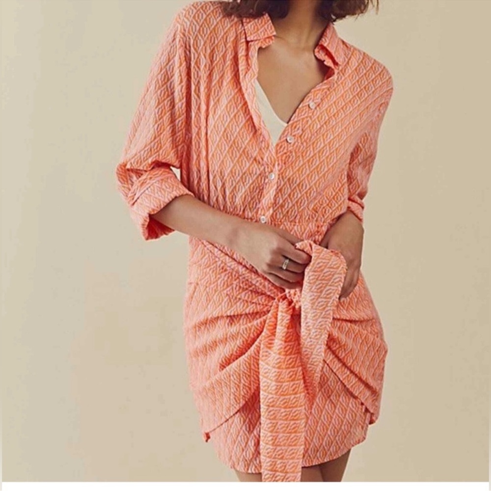 FREE PEOPLE Rillo Orange Shirtdress